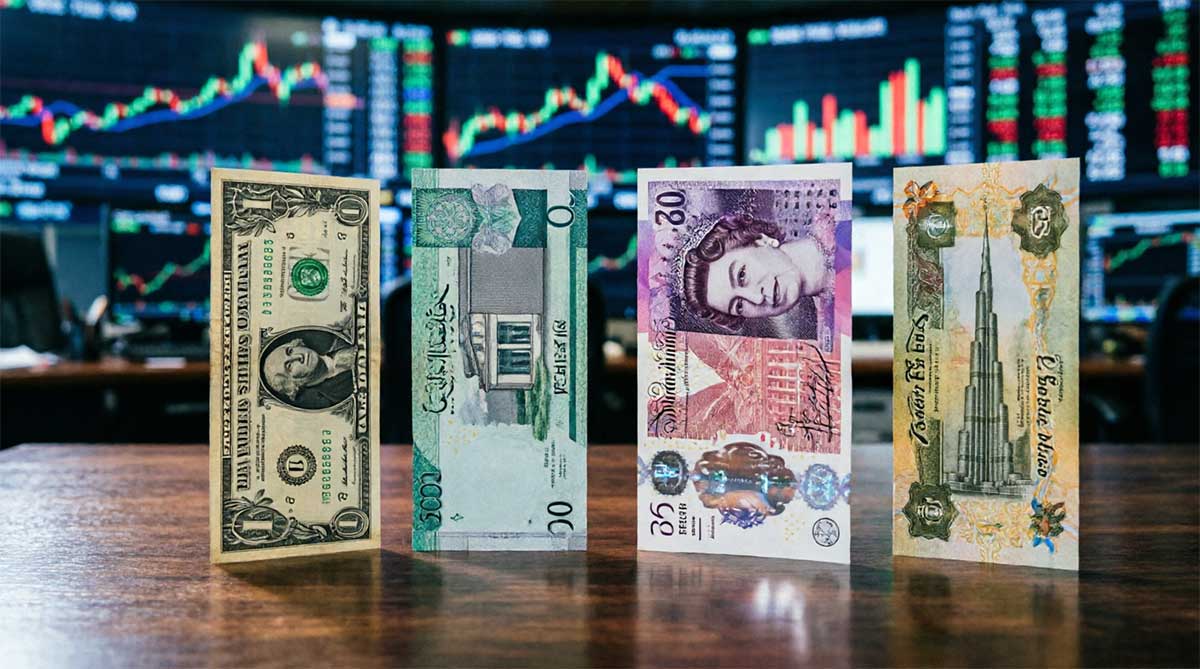 پاکستان میں آج کرنسی کی شرحیں: امریکی ڈالر، برطانوی پاؤنڈ، سعودی ریال اور متحدہ عرب امارات درہم
