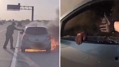 ٹیکساس: پولیس افسر نے جلتی گاڑی سے شخص کو معجزاتی طور پر بچا لیا، دل دہلا دینے والی فوٹیج جاری